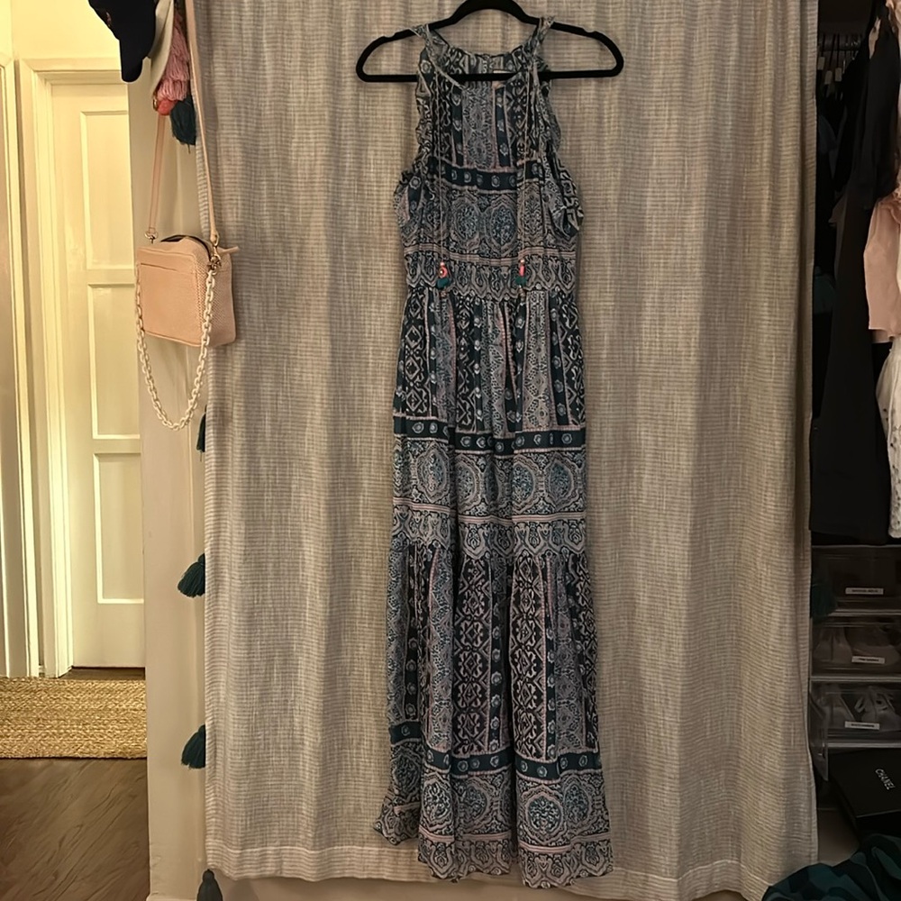 Bell by Alicia Bell Blue Patterned Maxi Dress XS